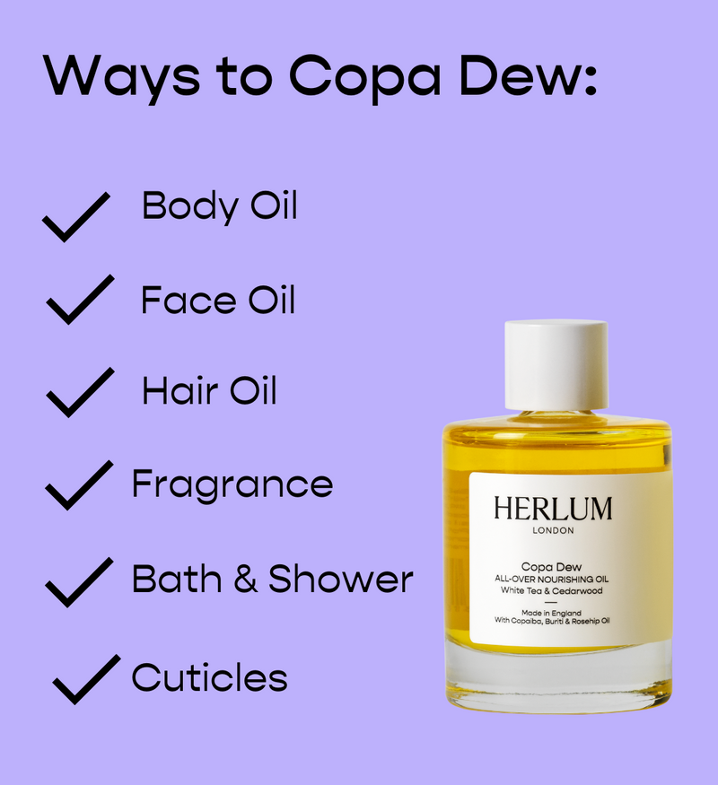 Copa Dew Oil - Versatile beauty essential for face, body, hair, fragrance, bath oil, and cuticles